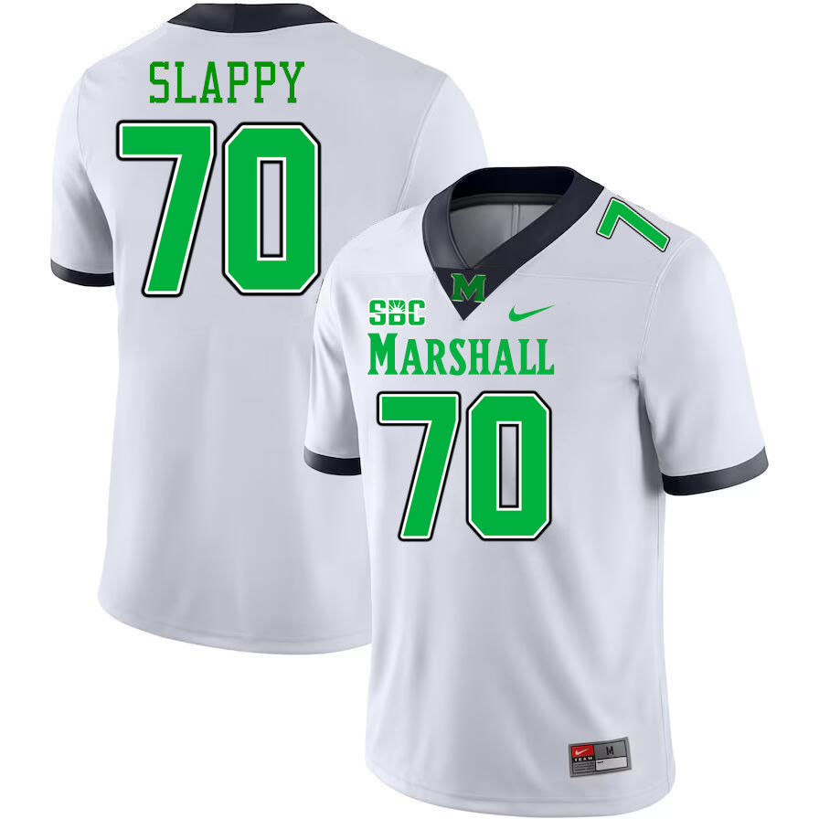 Men #70 Jalen Slappy Marshall Thundering Herd SBC Conference College Football Jerseys Stitched-White